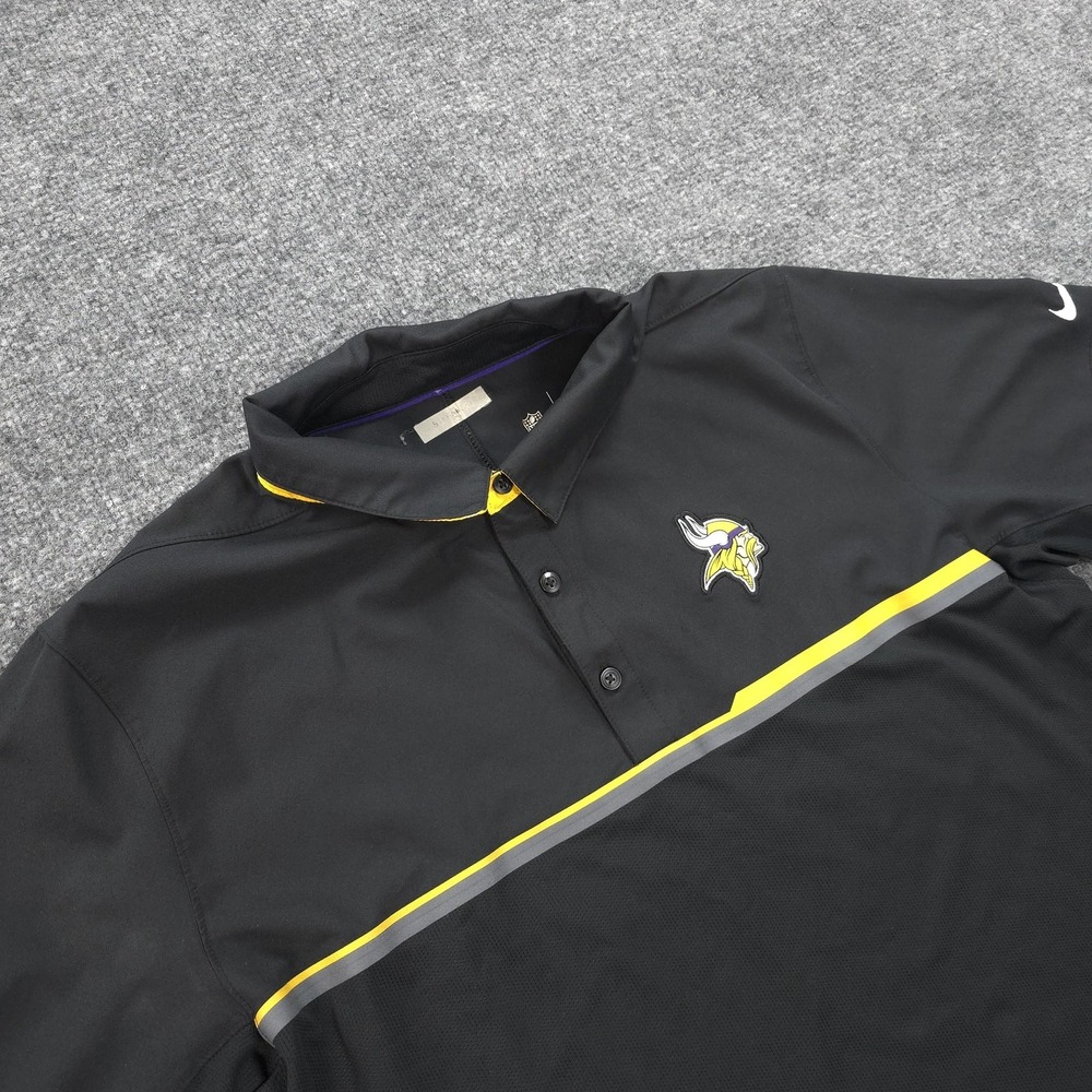 Minnesota Vikings Polo Shirt Mens L Black NFL Football Nike Dri Fit Coach Issued